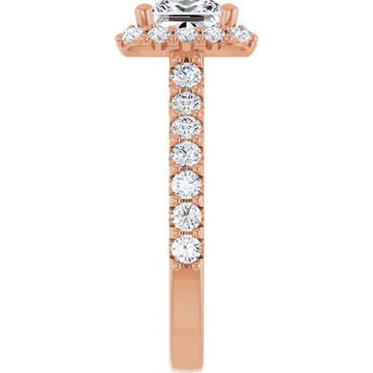 Princess Halo Rose Gold Style Engagement Ring