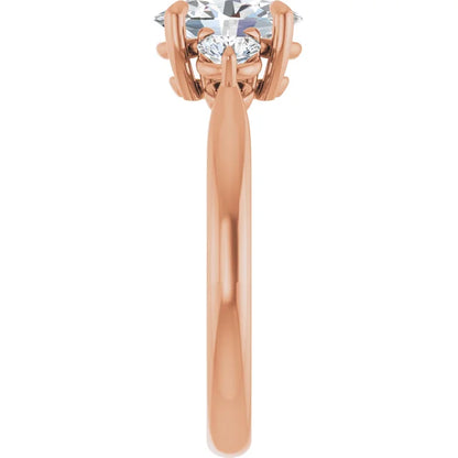 Oval Rose Gold Accent Engagement Ring