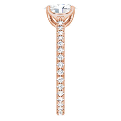 Oval Rose Gold Claw Set Eternity Style Engagement Ring