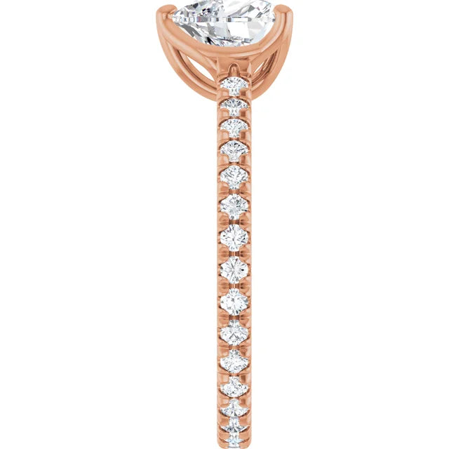 Heart Rose Gold Claw Set Eternity Style Engagement Ring