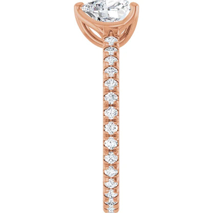 Heart Rose Gold Claw Set Eternity Style Engagement Ring