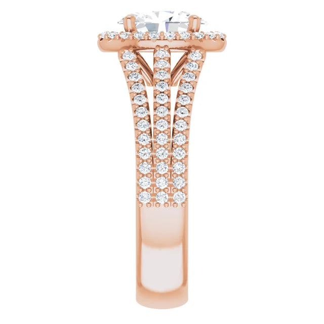 Oval Rose Gold Halo Style Engagement Ring