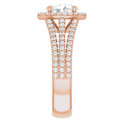 Oval Rose Gold Halo Style Engagement Ring