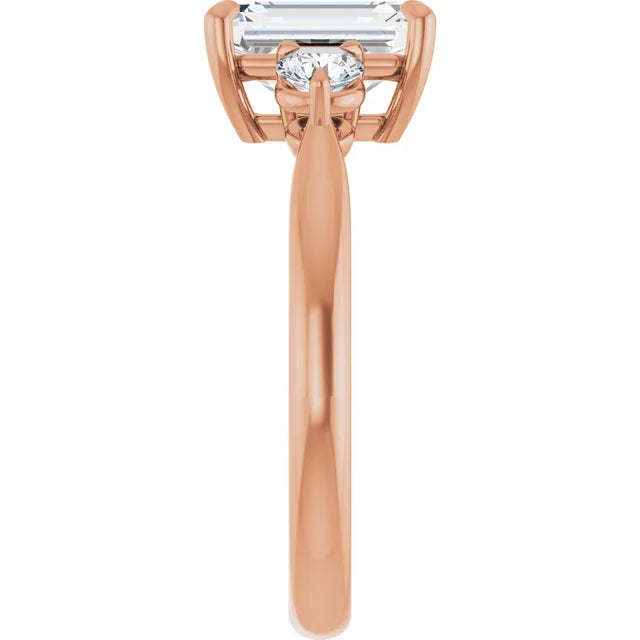 Emerald Rose Gold Accent Engagement Ring