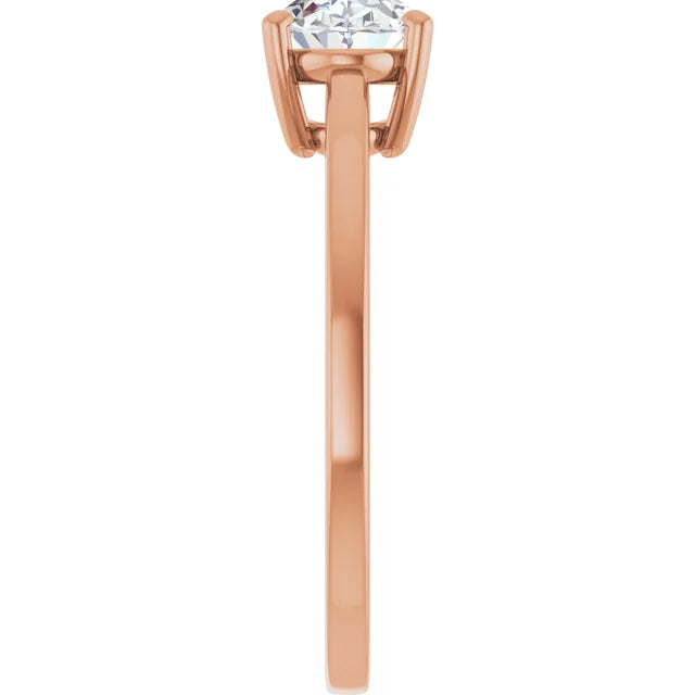 Oval Rose Gold East West Solitaire Style Engagement Ring