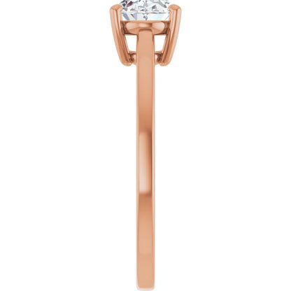 Oval Rose Gold East West Solitaire Style Engagement Ring