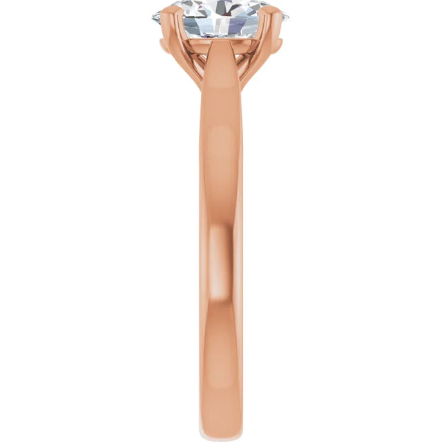 Four Claw Rose Gold Oval Solitaire Engagement Ring