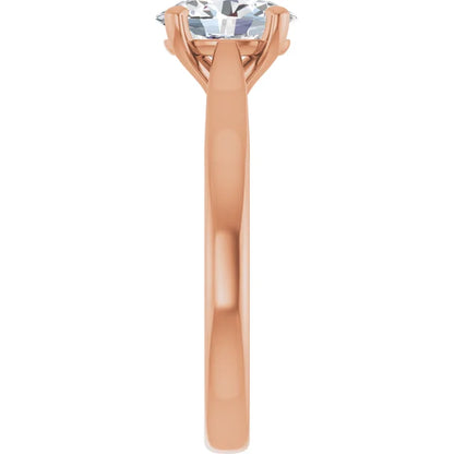 Four Claw Rose Gold Oval Solitaire Engagement Ring