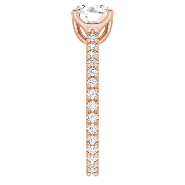 Round Brilliant Rose Gold Claw Set Eternity Style Engagement Ring