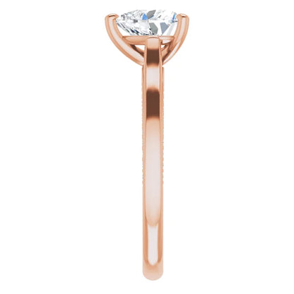 Heart Rose Gold Solitaire & Hidden Diamond Band Engagement Ring