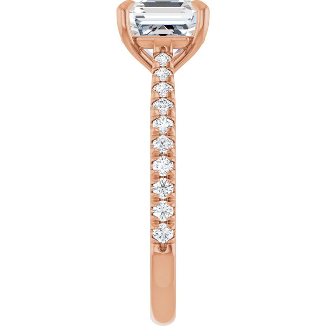 Asscher Rose Gold Claw Set Style Engagement Ring
