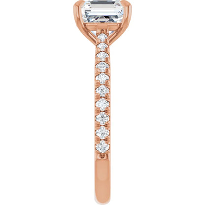 Asscher Rose Gold Claw Set Style Engagement Ring
