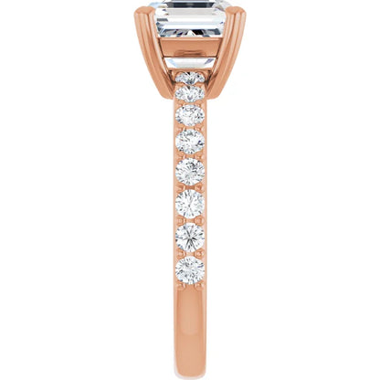 Asscher Rose Gold Claw Set Style Engagement Ring