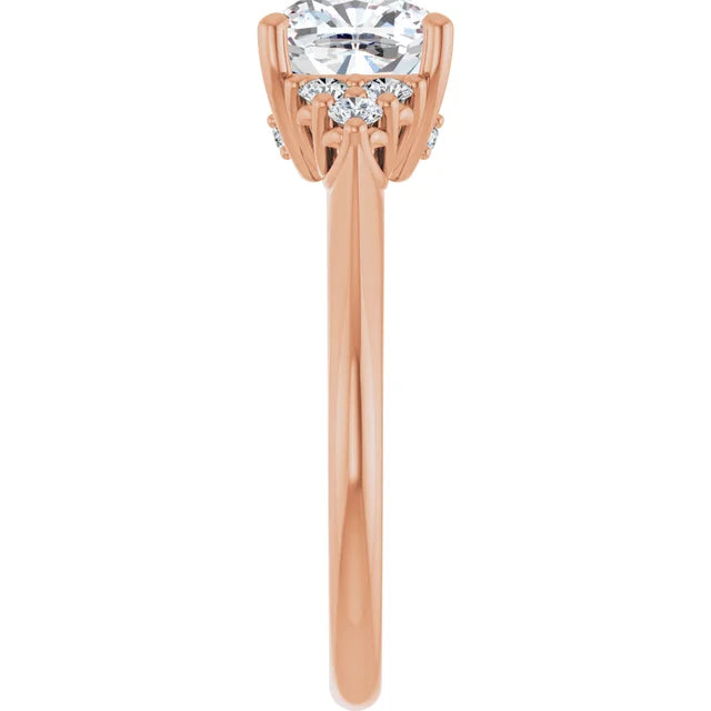 Cushion Rose Gold Antique Inspired Design Engagement Ring