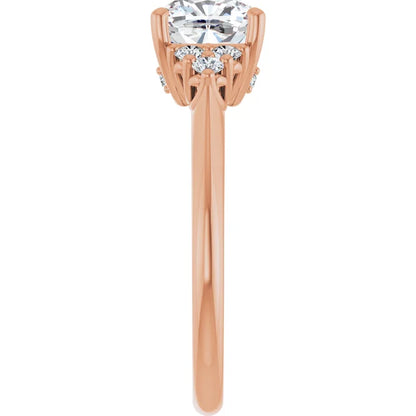 Cushion Rose Gold Antique Inspired Design Engagement Ring