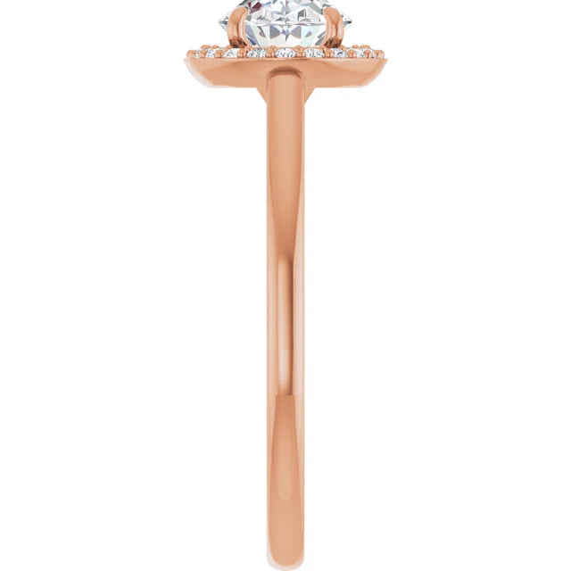 Oval Rose Gold East West Halo Style Engagement Ring