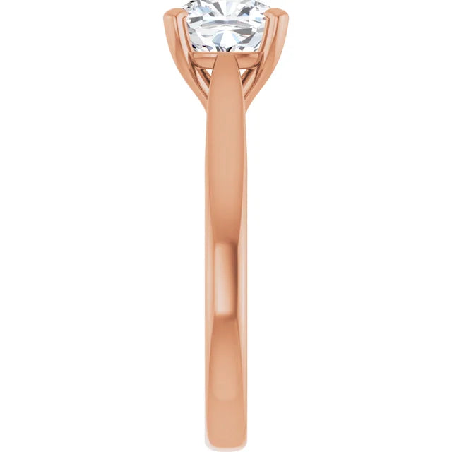 Four Claw Rose Gold Cushion Solitaire Engagement Ring