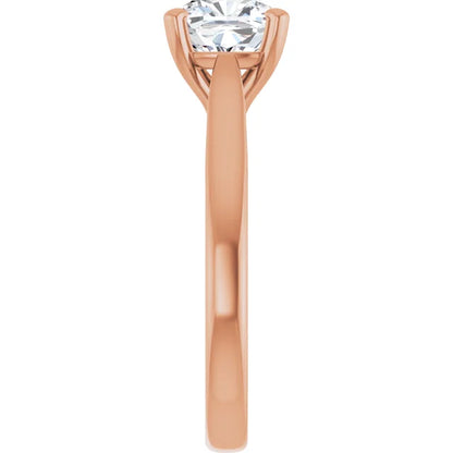 Four Claw Rose Gold Cushion Solitaire Engagement Ring