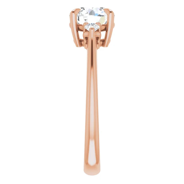 Round Brilliant Rose Gold Accent Engagement Ring