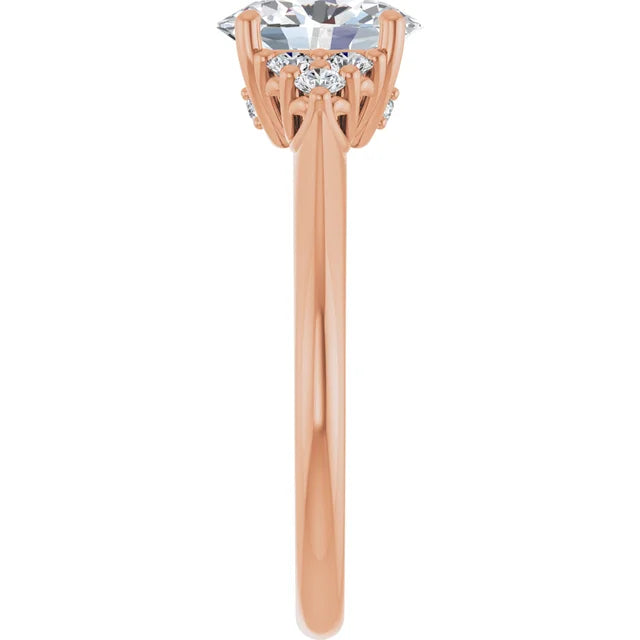 Oval Rose Gold Antique Inspired Design Engagement Ring