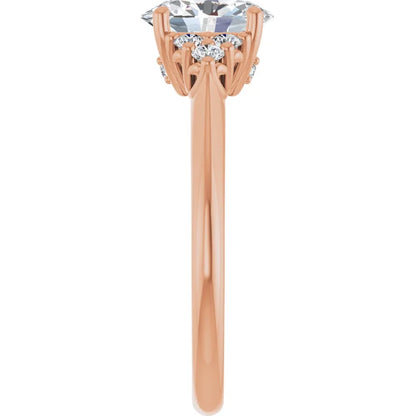 Oval Rose Gold Antique Inspired Design Engagement Ring