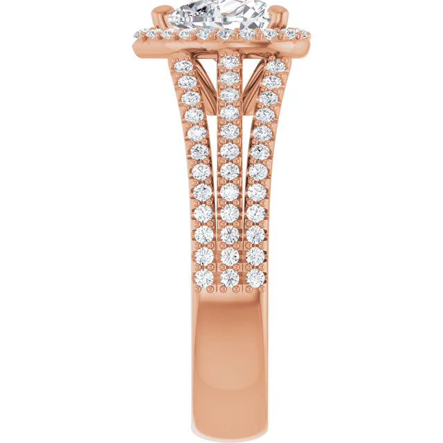 Heart Rose Gold Halo Style Engagement Ring