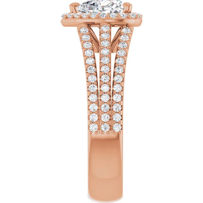 Heart Rose Gold Halo Style Engagement Ring