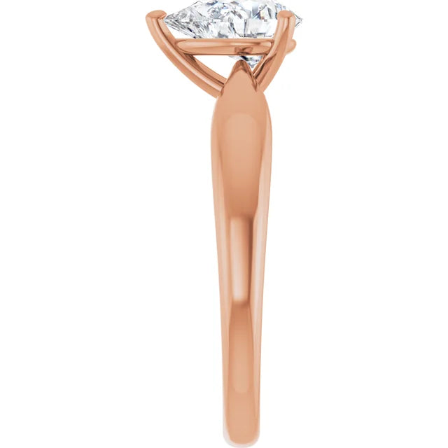 Pear Rose Gold Knife Edge Solitaire Engagement Ring