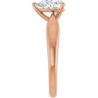 Pear Rose Gold Knife Edge Solitaire Engagement Ring
