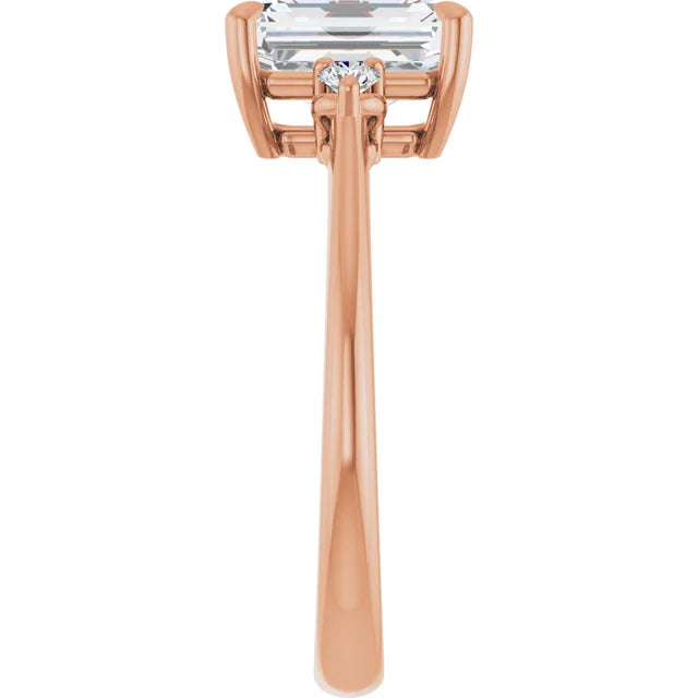 Emerald Rose Gold Accent Engagement Ring