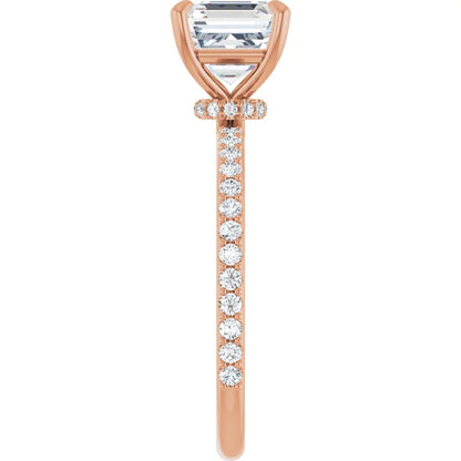 Asscher Rose Gold Claw Set Style Engagement Ring 