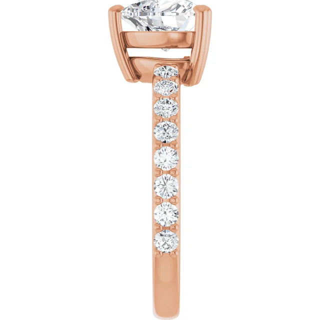 Heart Rose Gold Claw Set Style Engagement Ring