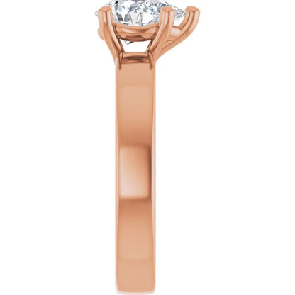 Pear Rose Gold Wide Band Solitaire Engagement Ring