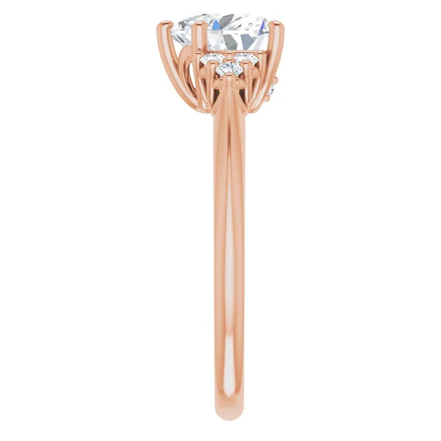 Heart Rose Gold Antique Inspired Design Engagement Ring