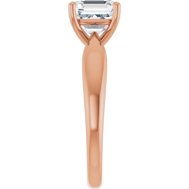 Asscher Rose Gold Knife Edge Solitaire Engagement Ring
