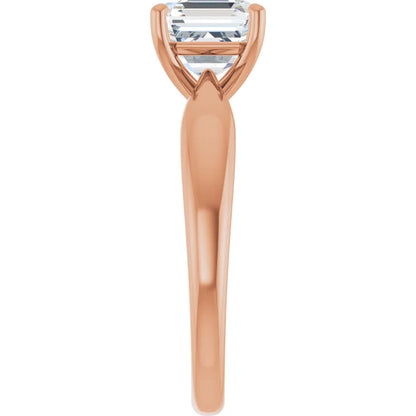 Asscher Rose Gold Knife Edge Solitaire Engagement Ring