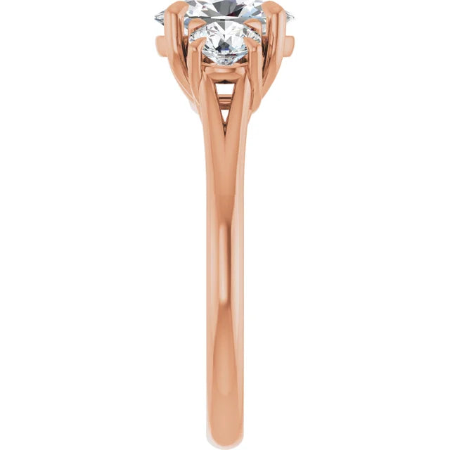 Oval Rose Gold Accent Engagement Ring