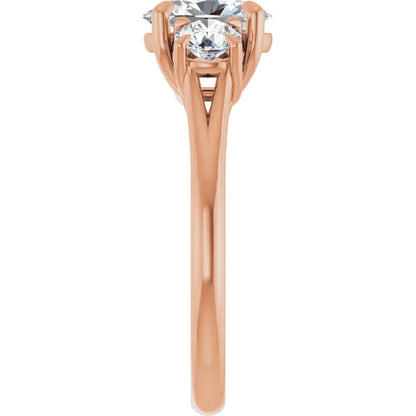Oval Rose Gold Accent Engagement Ring