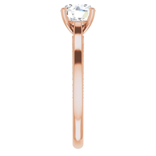 Round Brilliant Rose Gold Solitaire & Hidden Diamond Band Engagement Ring