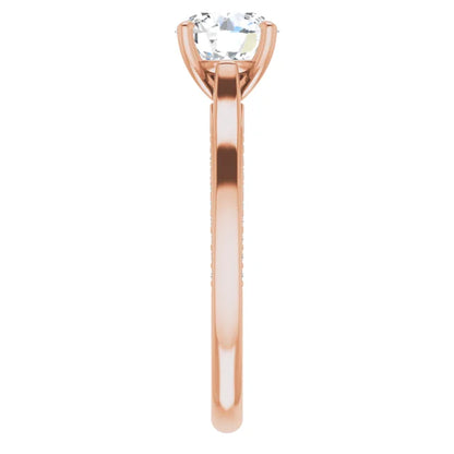 Round Brilliant Rose Gold Solitaire & Hidden Diamond Band Engagement Ring