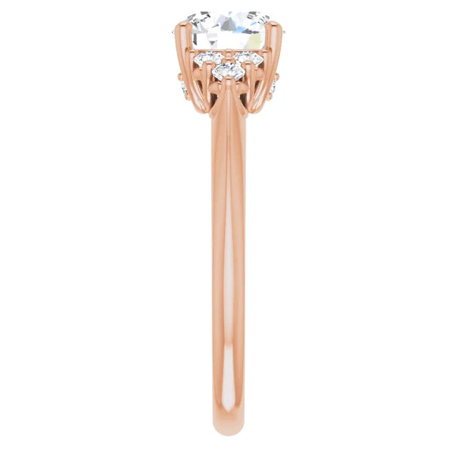 Round Brilliant Rose Gold Antique Inspired Design Engagement Ring