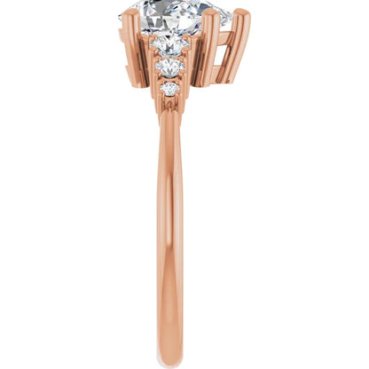 Pear Rose Gold Multi Stone Accent Style Engagement Ring