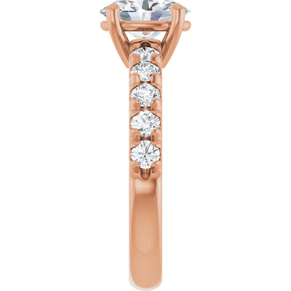 Oval Rose Gold Four Claw Set Style Engagement Ring