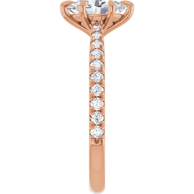 Oval Rose Gold Claw Set Style Engagement Ring