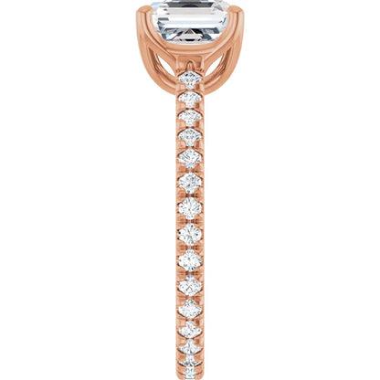 Asscher Rose Gold Claw Set Eternity Style Engagement Ring
