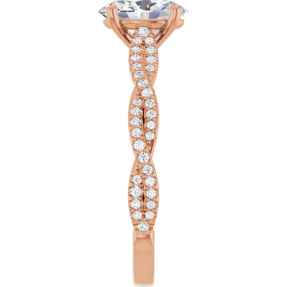 Oval Rose Gold Twist Style Engagement Ring 