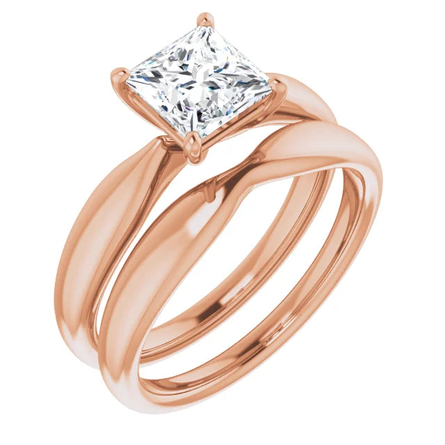 Princess Yellow Gold Knife Edge Solitaire Engagement Ring
