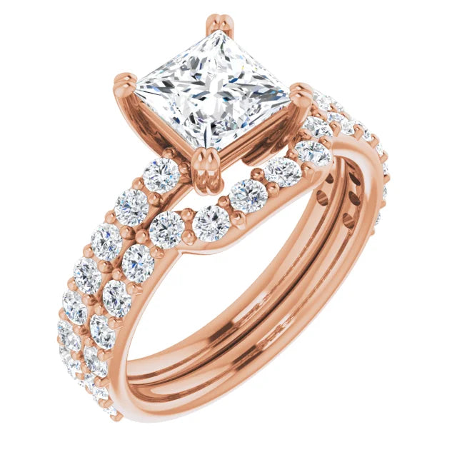 Princess Rose Gold Claw Set Style Engagement Ring