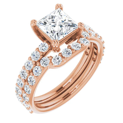 Princess Rose Gold Claw Set Style Engagement Ring