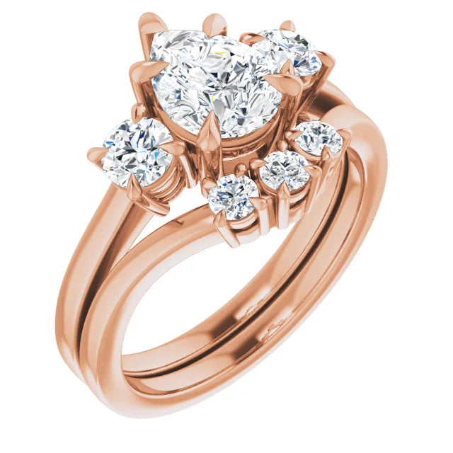 Pear Rose Gold Tri Stone Lab Diamond Engagement Ring 